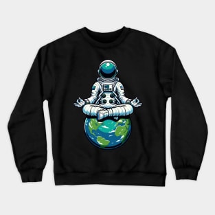 Meditating Astronaut Earth Spaceman Astronomer Cosmos Crewneck Sweatshirt